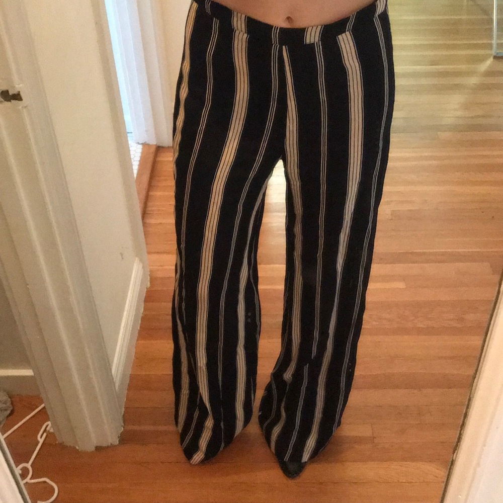 Reformation pinstripe wide leg pants